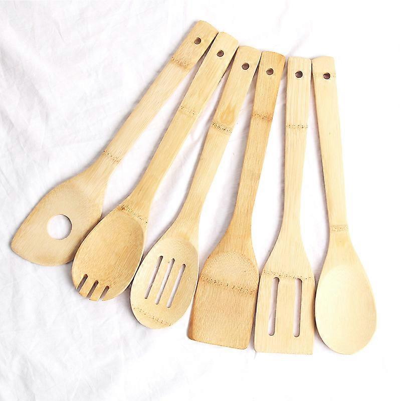 Wooden Spoons for Cooking 6-Piece Bamboo Utensil Set Bamboo Cooking Utensils Wooden Spoons & Spatula Mothers Day Gifts