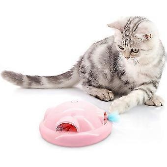 Interior Cat Toy - Interactive Feathered Toy - Intelligent Rotary Toy - With Color Led Light - Intelligent Vocal Control (pink)
