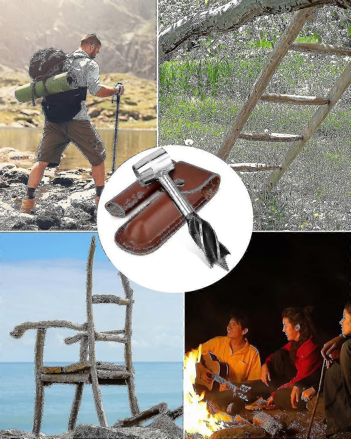 Manual Auger Drill Bushcraft Survival Tool Hand Auger Settlers Wrench For Backpacking1pcsbrown