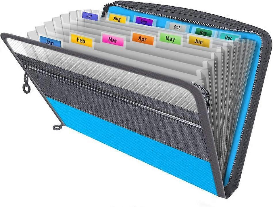1PCS Expanding File Organiser,Fun Storage Document Folder Box Files,13 Pockets Zip Filing Folders