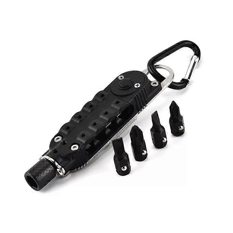 Multifunctional Screwdriver Portable Pocket Screwdriver Tool With Led Light (black)