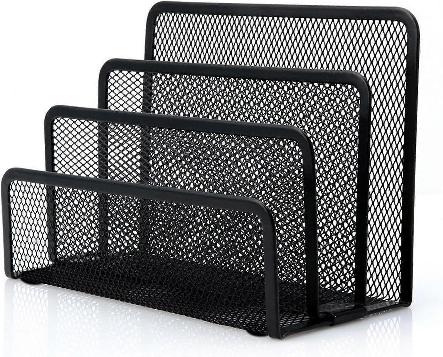 Desk Mail Organizer, File Holder Letter Sorter with 3 Vertical Upright Metal Mesh Compartments Document, Filing, Folders, Mail, Paper Organizer for H
