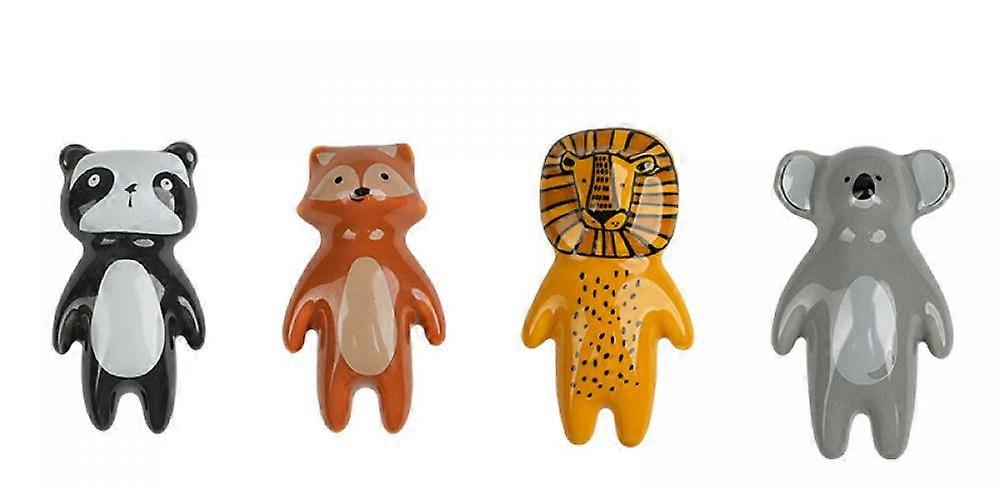 Animal Cabinet Knobs Ceramic Furniture Knobs: 4 Pieces Drawer Pulls Ceramic Knobs Ceramic Cabinet Handles Caricature Cabinet Pulls for Home Kitchen