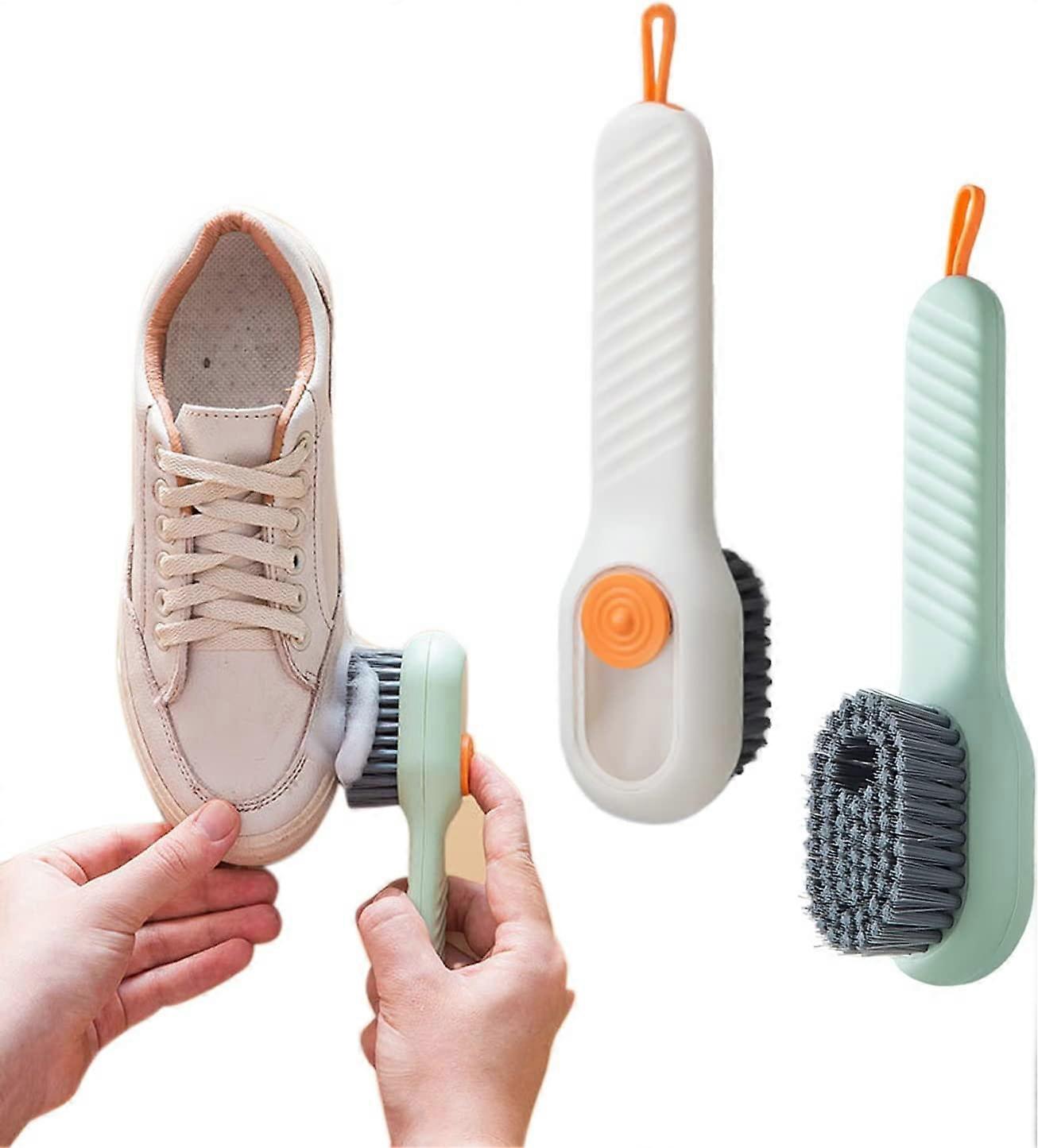2 PCS Shoes Brush, Cleaning Brush with Liquid Box