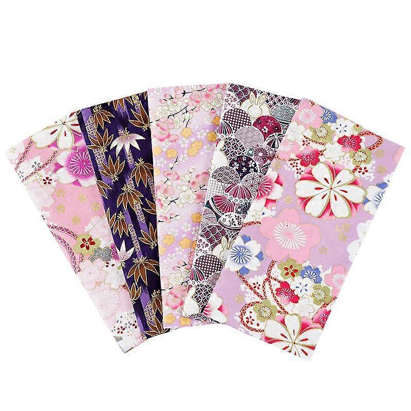 5pcs Flower Pattern Patchwork Fabric Handmade Patchwork Cotton Fabric Japanese Printed Fabric