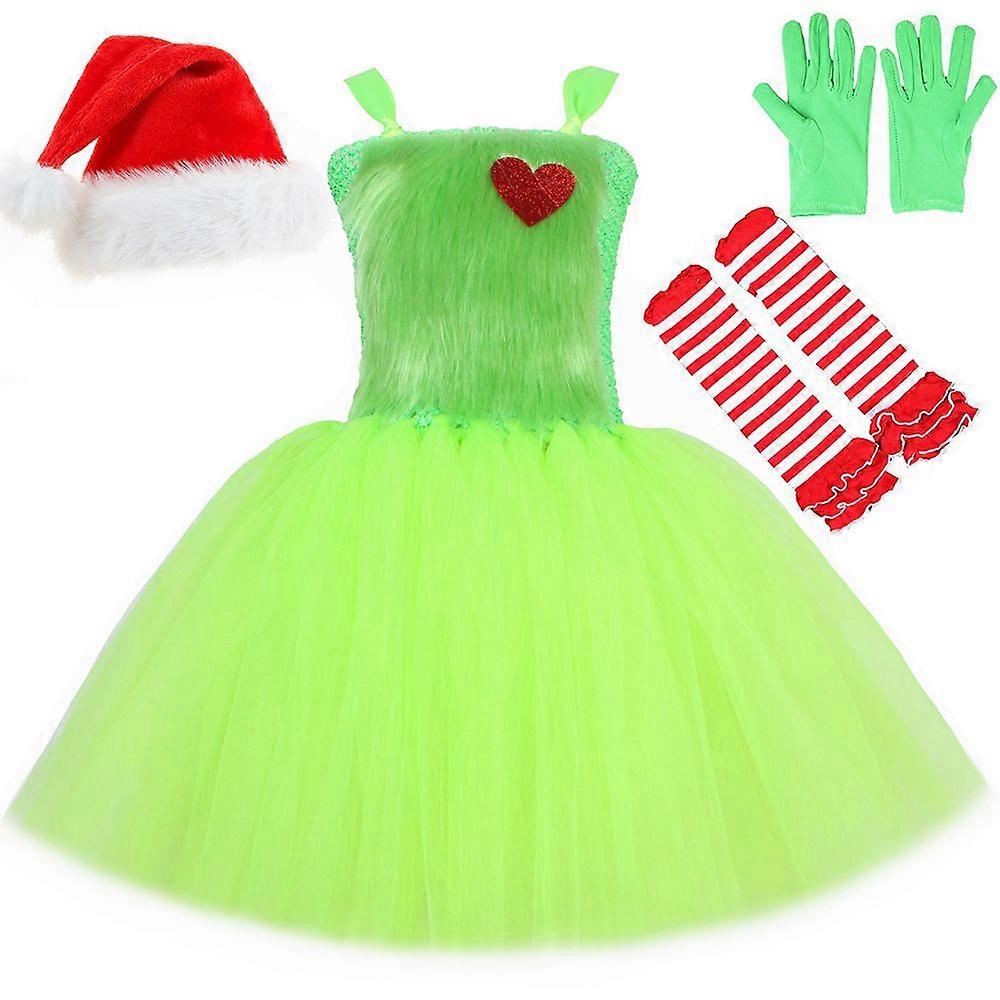 GaiBoSiChristmas Santa Claus Grinch Costume For Kids Green Furry Monster  Cosplay Tutu Dress Baby Girl Holiday Xmas Party Clothes Outfit