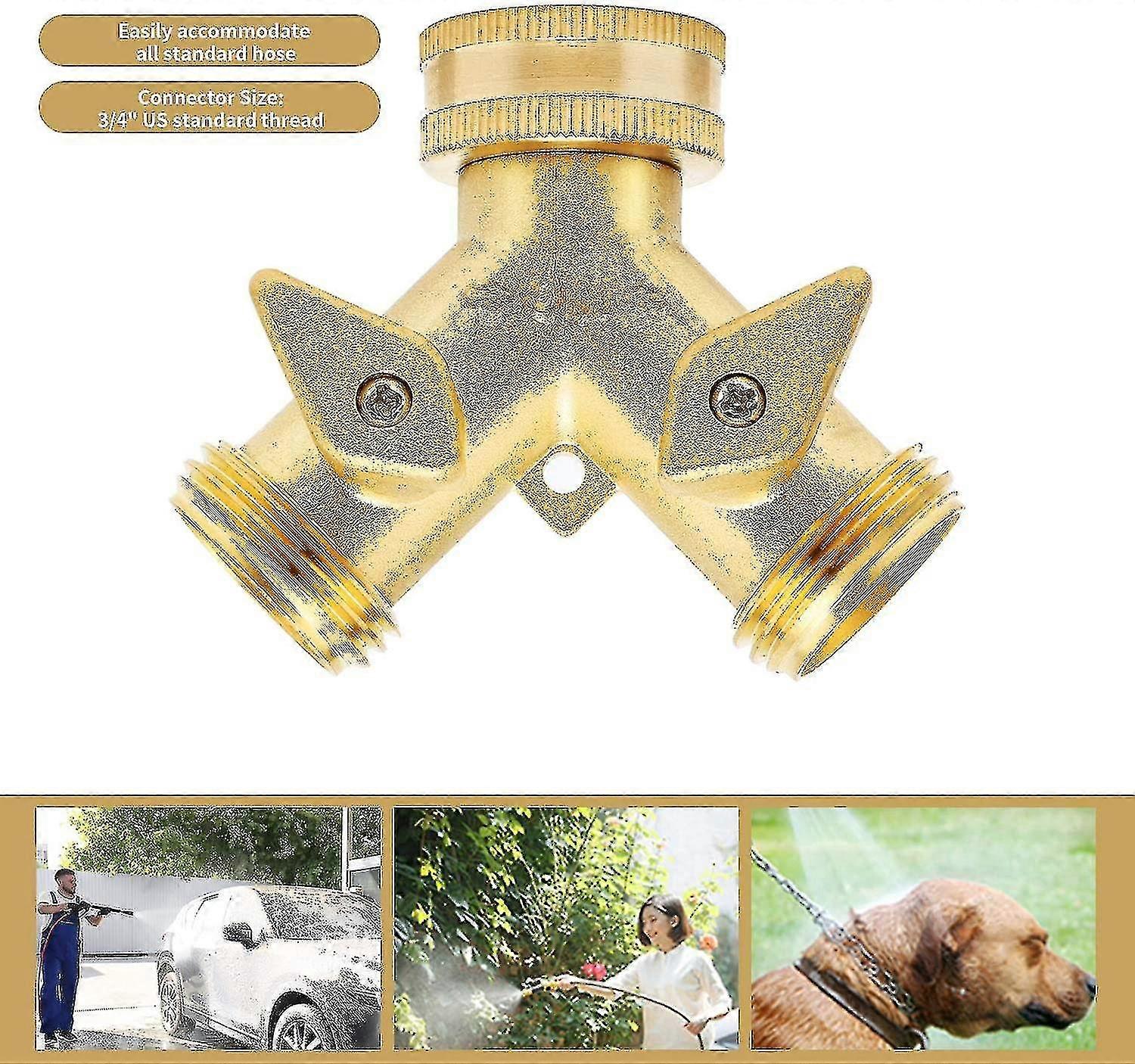 3/4" Tap Y Splitter Brass Manifold Garden Tap Y Valve 2 Way Brass Tap