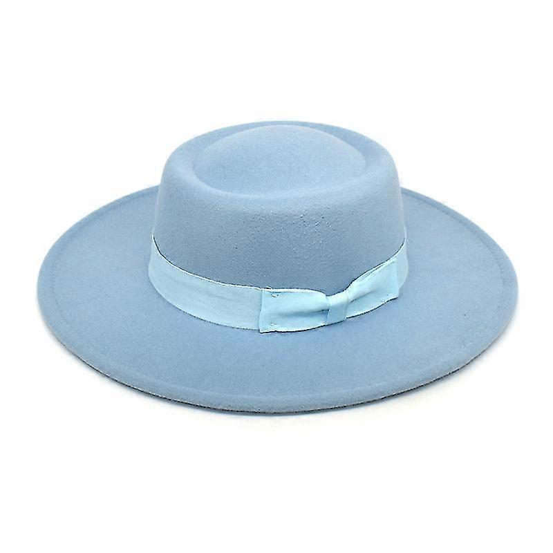 Women Wool Flat Fedora Hat Panama Jazz Hat