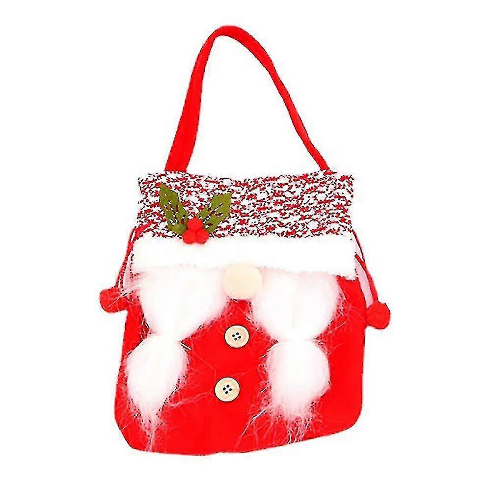 Drawstring Christmas Faceless Doll Handmade Gift Storage Bag, Red