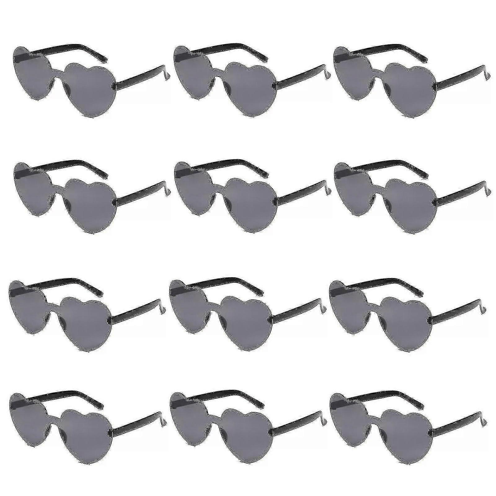 12pcs în formă de inimă ochelari fără rame la modă Transparent Candy Color Eyewear pentru Party-DF
