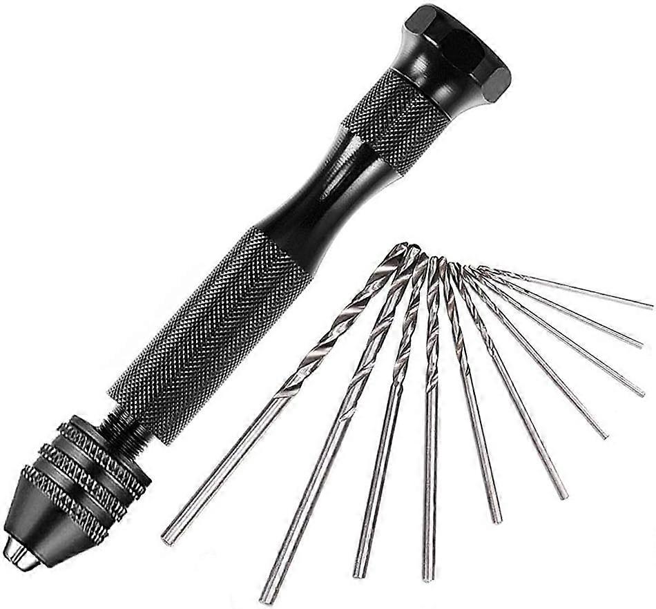Pin Vise Hand Drill Bits, Precision Hand Drill Pin Vise with 10pcs Mini Micro Twist Drill Bits Woodworking Rotary Tools for DIY Jewelry Model Resin Wo