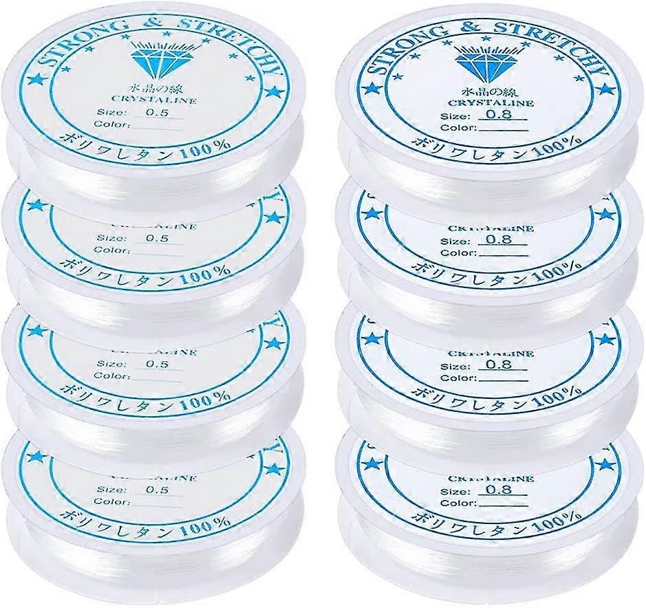 8 Spool Elastic Cord For Bracelets, 0.5/0.8mm Nylon Cord For Bracelets Elastic