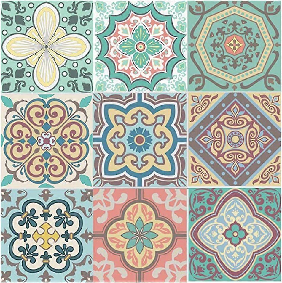20 x 20cm 타일 스티커, 27Pcs 벽 타일 전송 스티커 자체 접착 껍질 및 스틱 백스플래쉬 DIY 타일 데칼 비닐 스틱 타일 용 키치