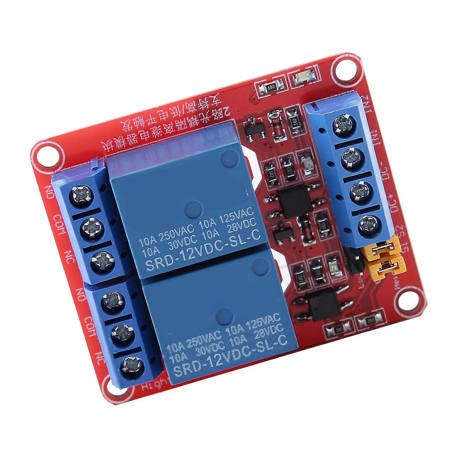 2 Channel Relay Module with Optocoupler, High and Low Level Trigger, 12V