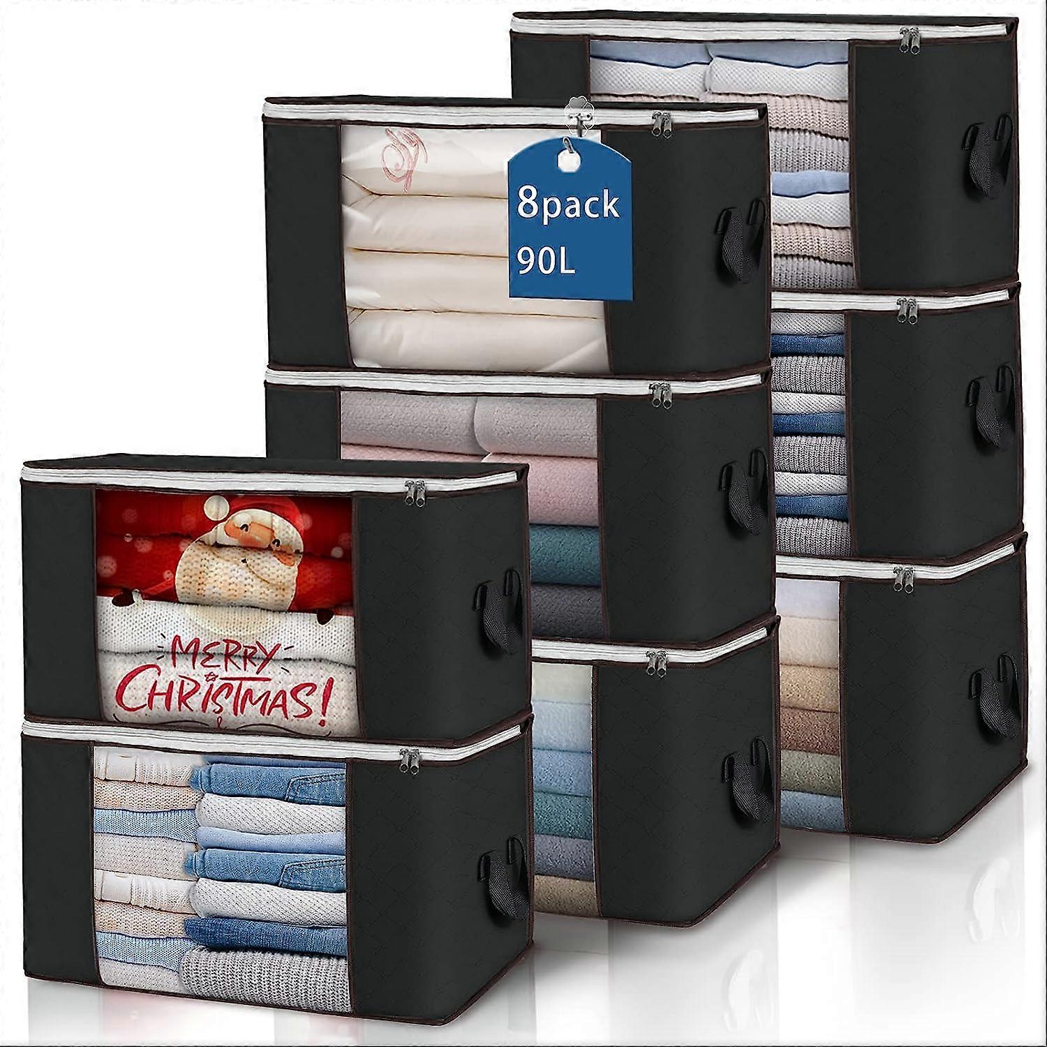 90L Large Storage Bags, 6 Pack Clothes Storage Bins Foldable Closet Organizer Storage Containers