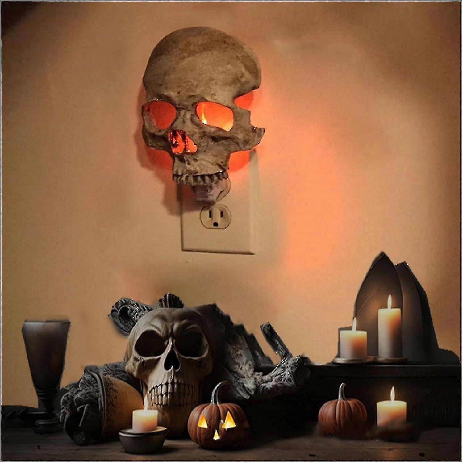 Halloween Skull Night Light Horror Lamp, Gothic Skull Night Lamp, Skeleton Lamp Plug Into Wall Decorative Gothic Wall Sconce