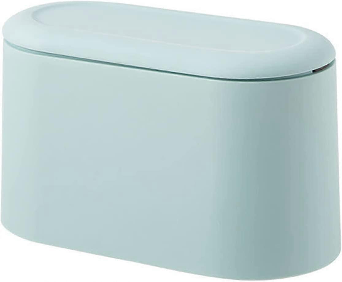 Mini Trash Can Table Trash Can with Lid Bedroom Trash Can for Makeup Rack, Bathroom Vanity, Table Top, Desk, Bathroom Counter (Blue)