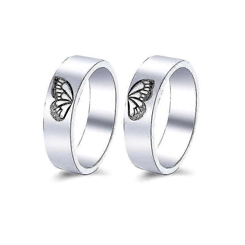 Trendy Punk Rings Alloy Butterfly Stacking Ring For Students Teens Sister 2 Pack