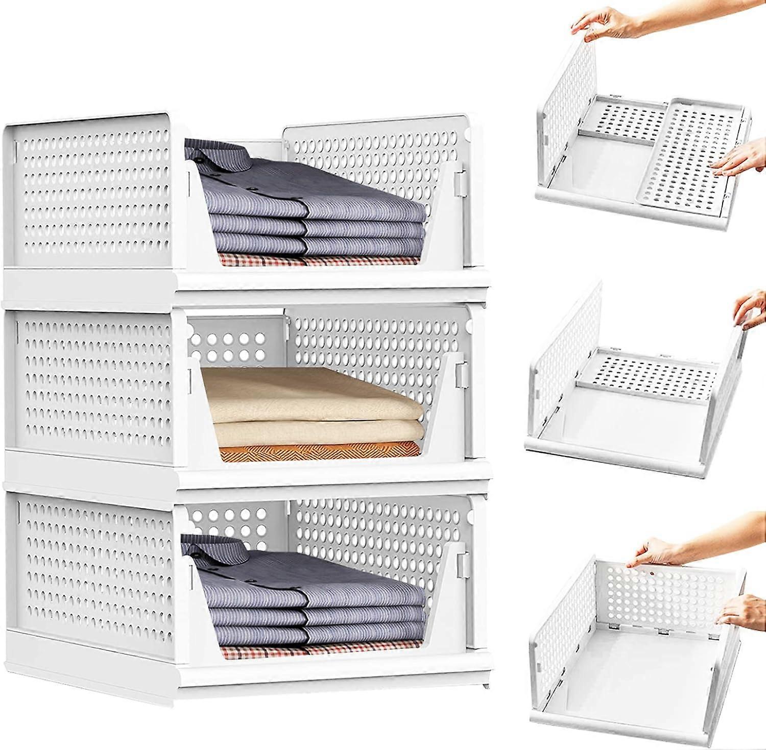 Set of 3 Stackable Cabinet Drawer Units,Storage Organizer Sliding Wardrobe Drawer Shelf,Clothes Organizer Closet Boxes for Wardrobe Cupboard Kitchen