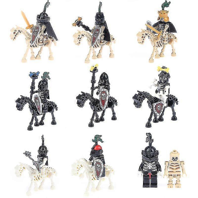 Halloween Skeleton Knight Figures Building Block Soldier Horse Assembling Toy