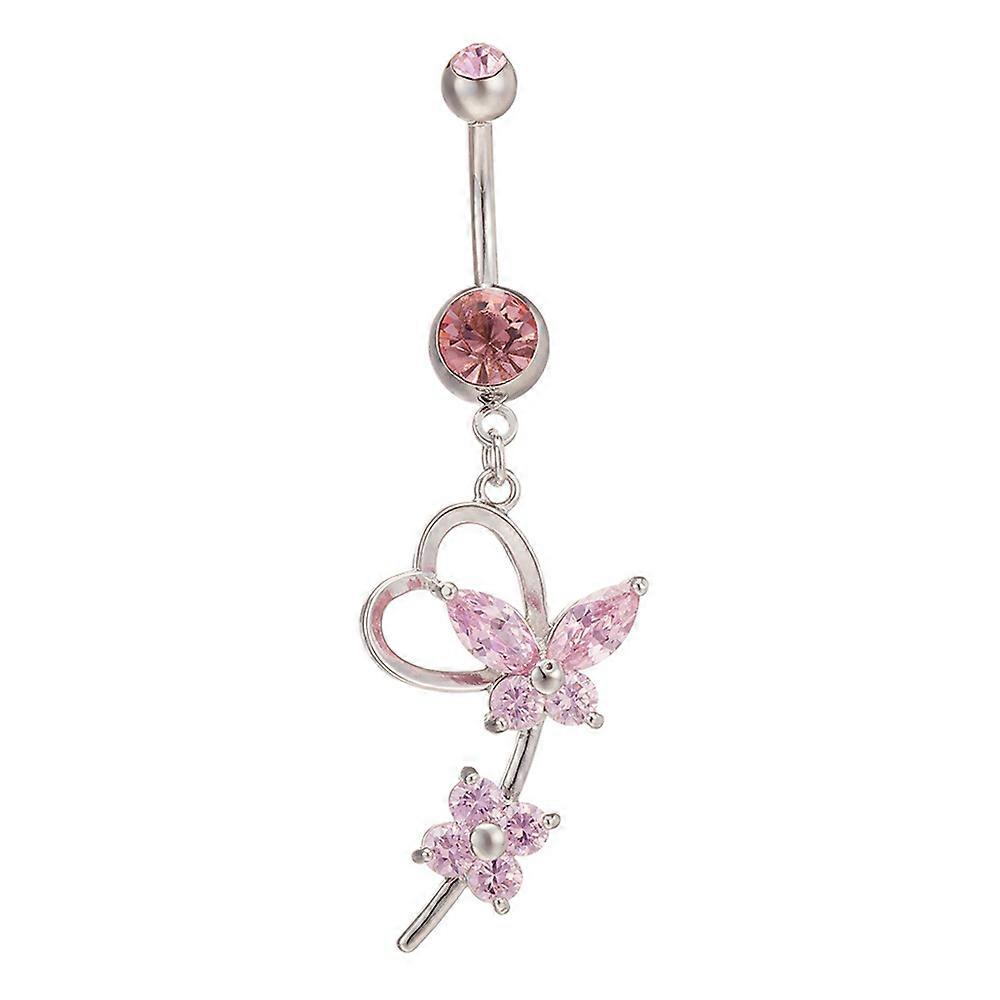 Delicate Butterfly Love Navel Ring Nails