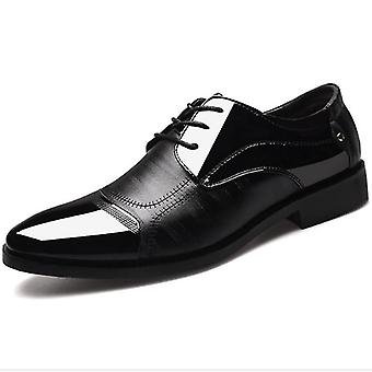 Men Pointed Toe Wedding Business Patent Leather Formal Office Smart Shoes Party (black)