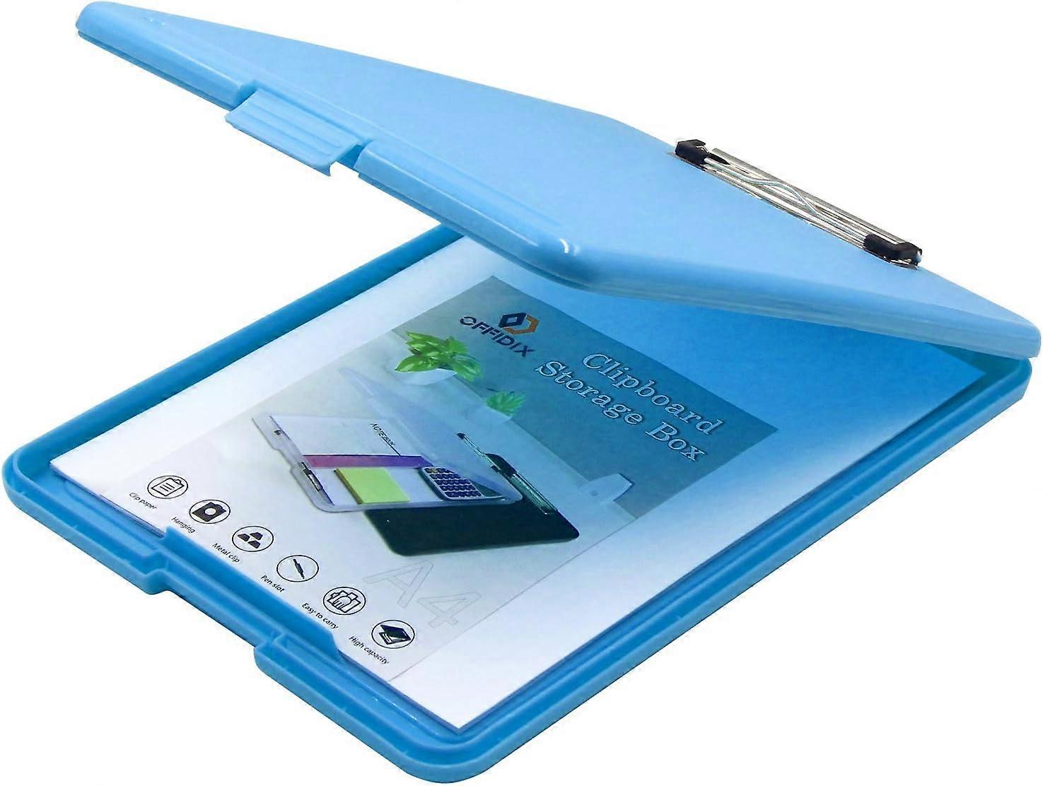A4 Slim Clipboard Folder Conference Plastic Folder Clipboard Paper Holder Storage Clip Board Ideal for School Home and Office Use Fold On Clipboard Bl