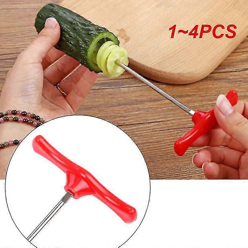 1~4pcs Vegetables Spiral Knife For Potato Carrot Cucumber Steel Wire Spiralizer Rotating Machine Screw Slicer Kitchen Carving