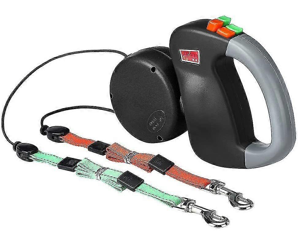 مقود مزدوج للكلاب، مقود قابل للسحب للكلاب، مقود مزدوج لكلبين، مقود مزدوج لكلبين، أسود