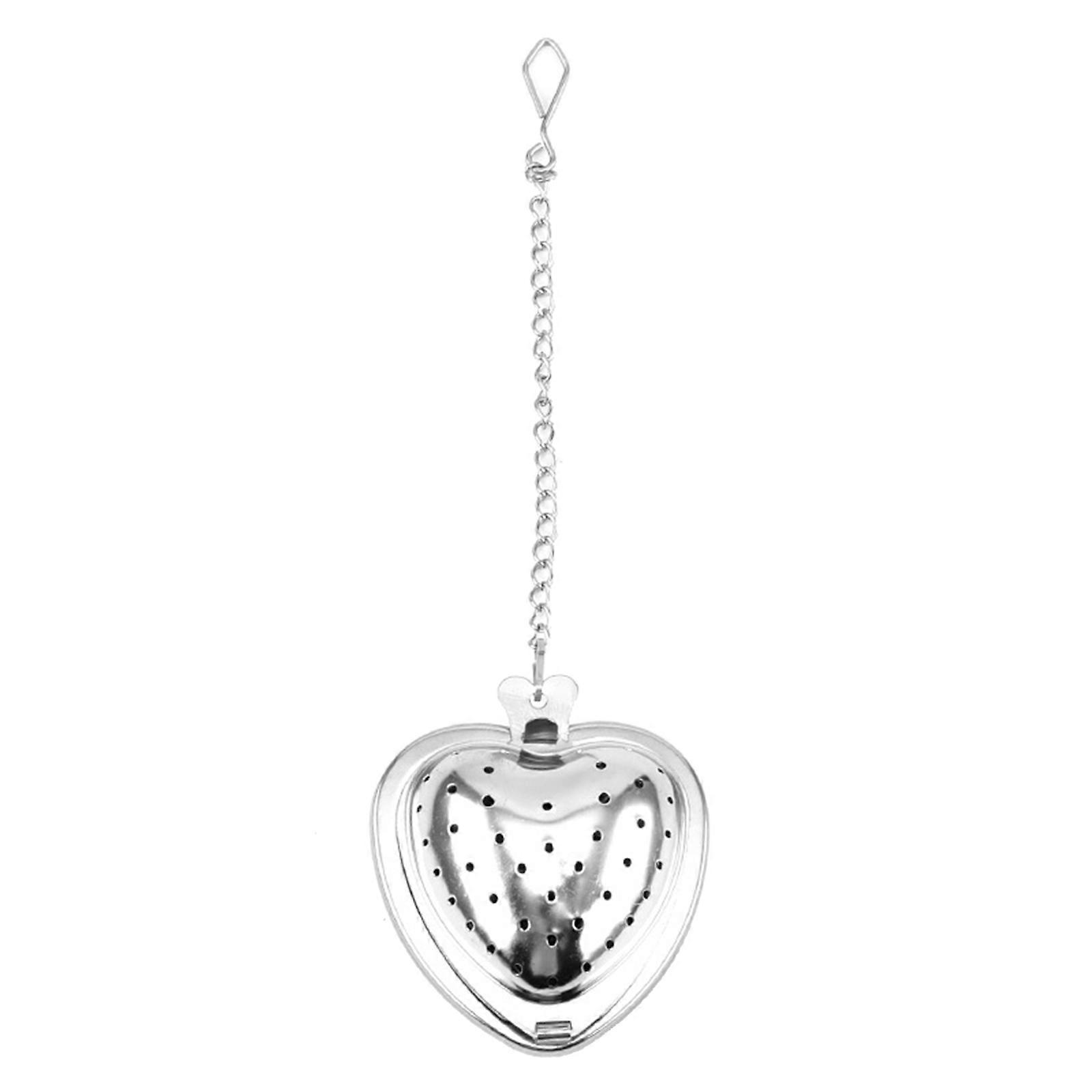 Heart Shaped Stainless Steel Tea Infuser Filter with Rope Chain Reusable Loose Leaf Strainer Cup Steeper Teapot Tool