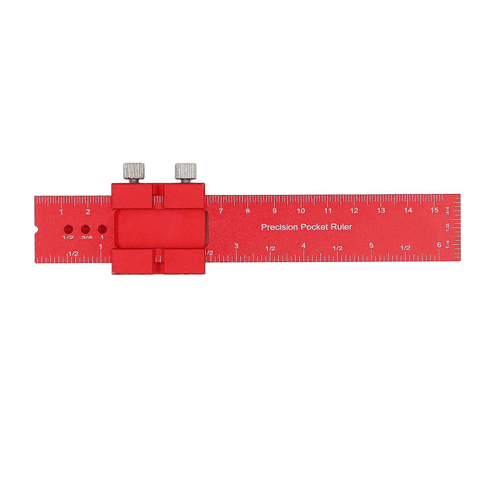 Carpenter's ruler dual metric and imperial scales, with sliding stop marker