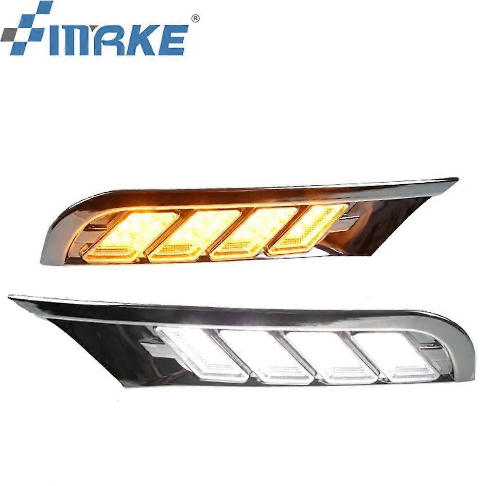 Car Flashing For Nissan Kicks 2017 2018 12V LED DRL Daytime Running Lights Daylight fog lamp waterproof yellow turn Signal relay