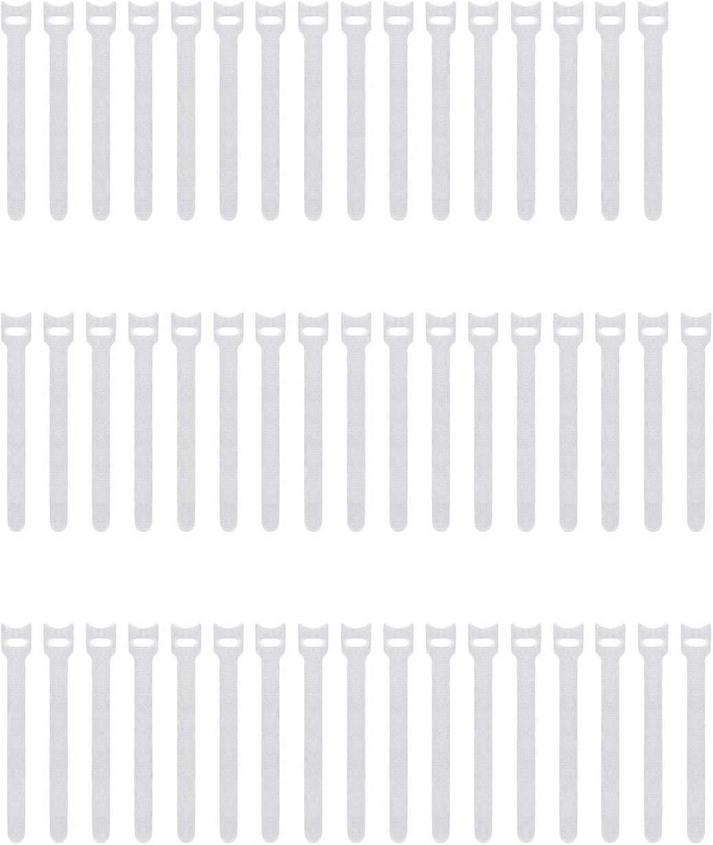 Pasow 50pcs Reusable Fastening Adjustable Cable Ties Wire Management 15CM (White)