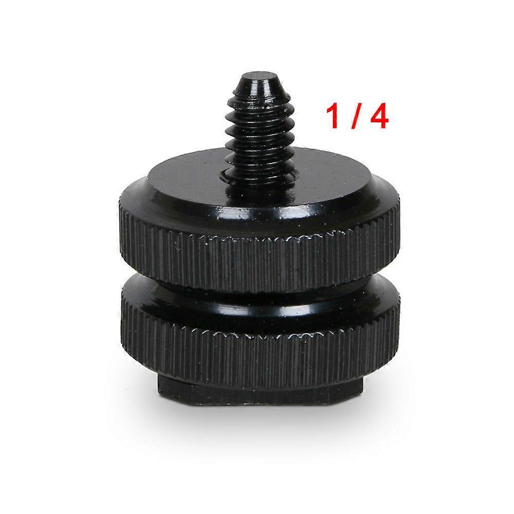 1/4" 3/8 inch Dual Nuts Tripod Mount Screw Black To Flash Hot Shoe Adapter For Camera Studio Accessory