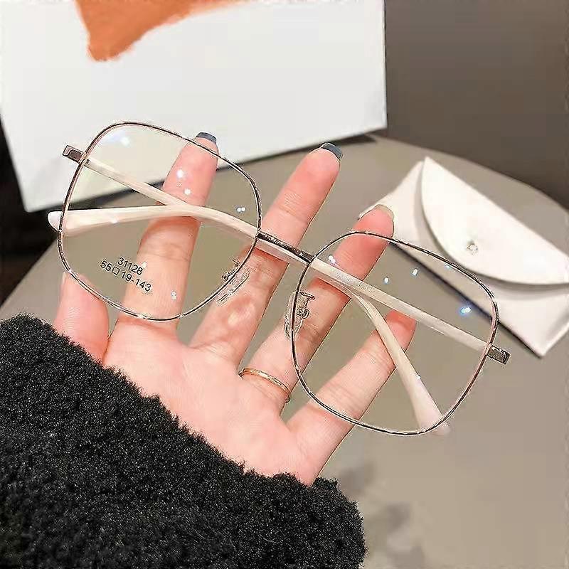 Women Fake Glasses Anti-blue Light Large Frame Glasses Transparent