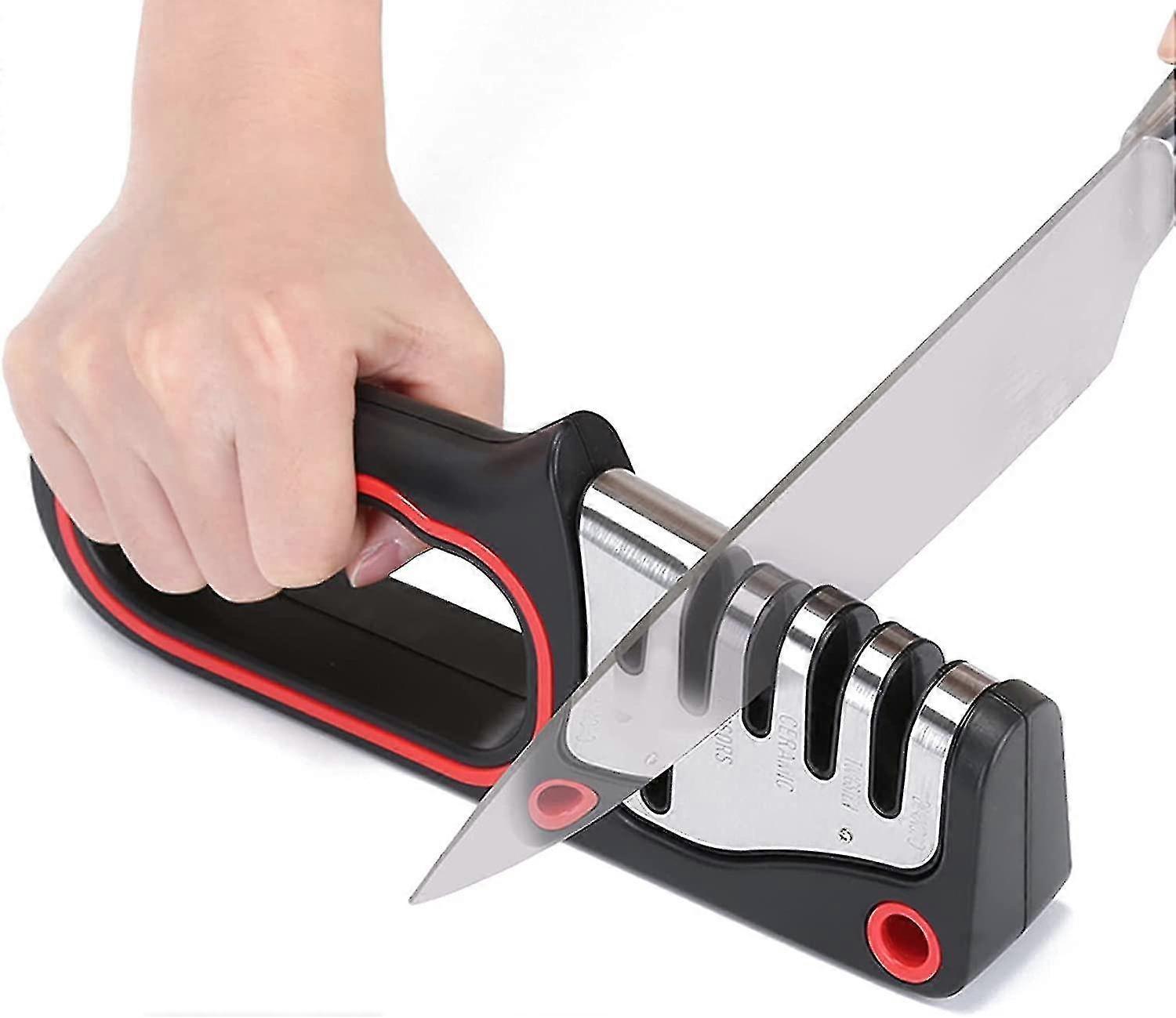 Professional Knife Sharpener, 4 In 1 Knife Sharpener, Manual Knife Sharpener Tw
