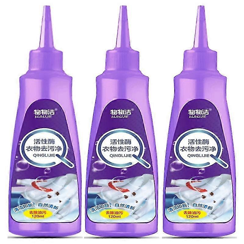 3 pz Enzima Attivo Abbigliamento Agenti Di Rimozione Delle Macchie 120 ml Macchie di Olio Rimozione Degli Odori Spray Portatile Lavanderia Smacchia...