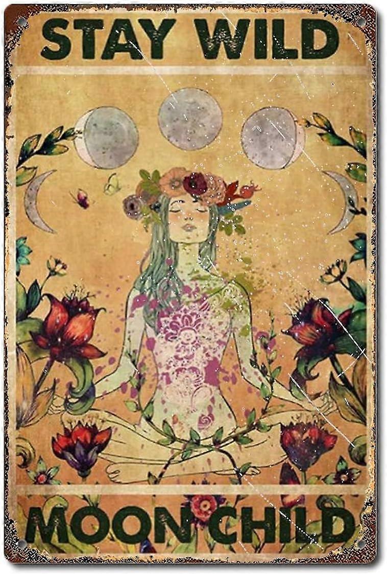 LINCMAN Stay Wild Moon Child Poster Flower Yoga Girl Poster Floral Girl Poster Yoga Lovers Yoga Girl