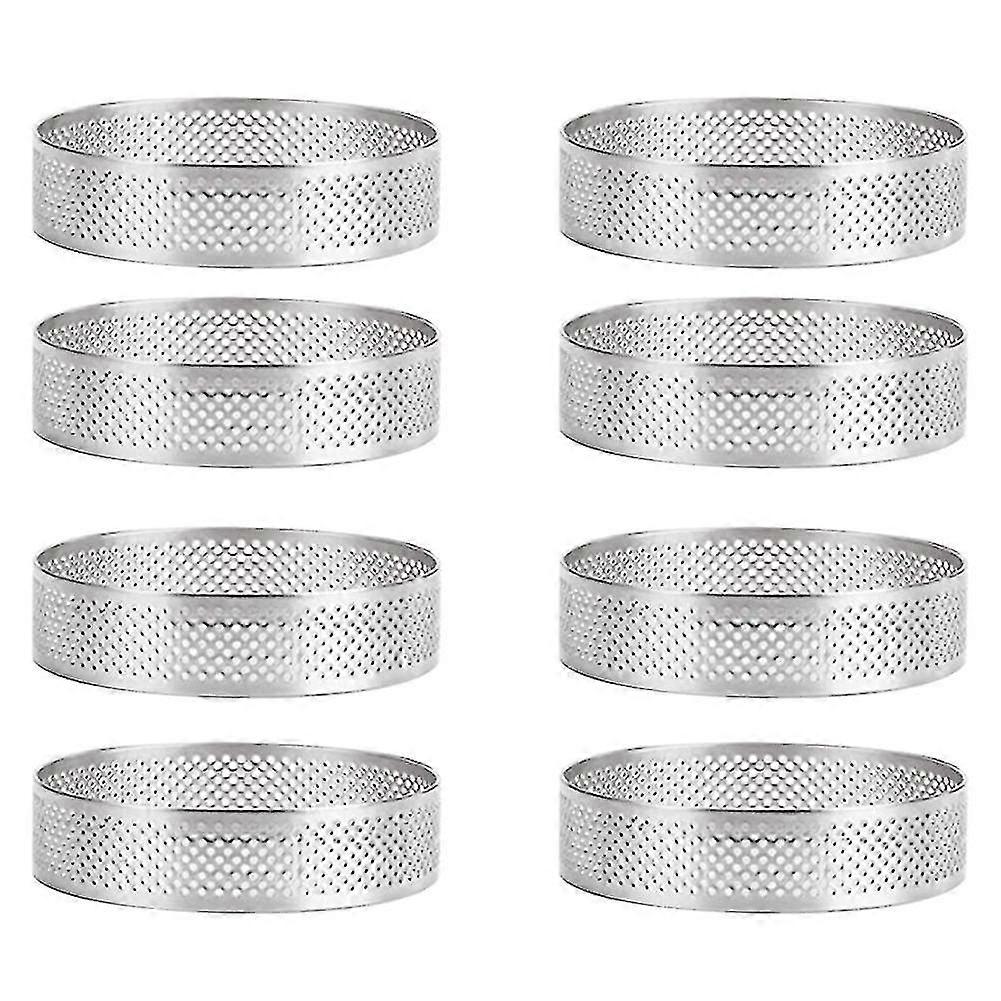 8 anelli per crostate in acciaio inossidabile, resistenti al calore, forati, rotondi, doppi, arrotolati