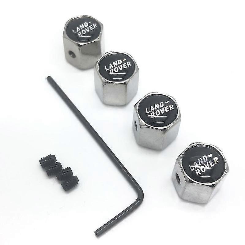 Land rover set of 4 chrome anti-theft carre air dust valve stem cap with allen key Boris