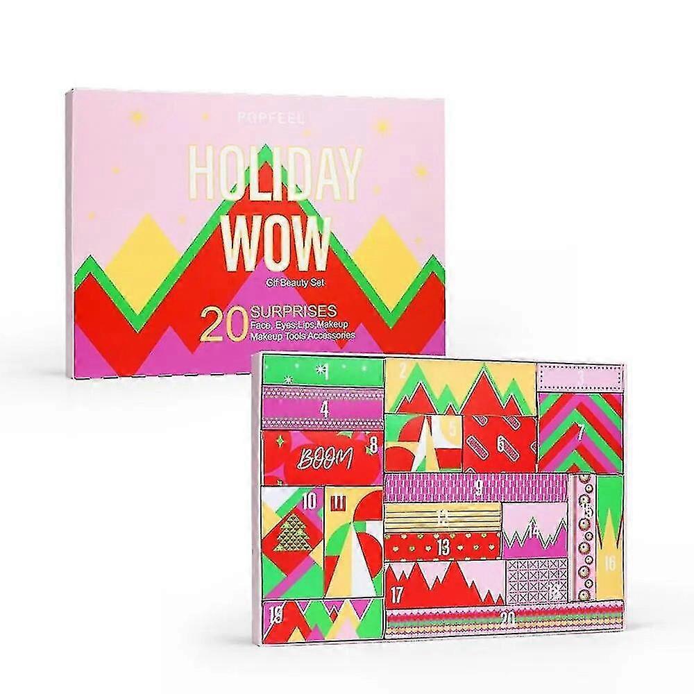 Χριστουγεννιάτικο Ημερολόγιο Advent 2023 Εργαλεία μακιγιάζ Ημερολόγιο αντίστροφης μέτρησης Κουτί δώρου Κραγιόν Σετ καλλυντικών σκιάς ματιών Μπομπονιέρες πάρτι για γυναίκες--