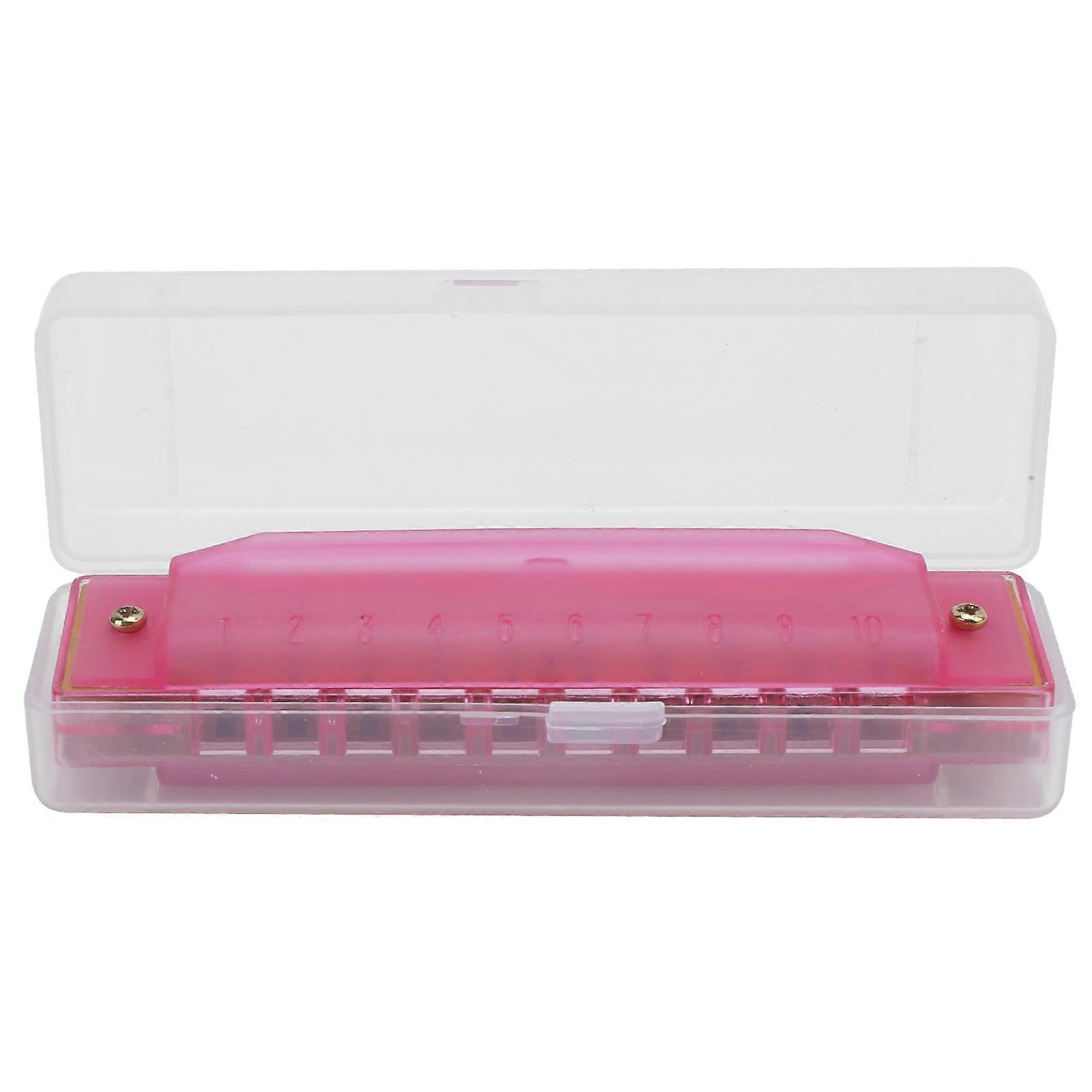 Harmonica Plastic Translucent 10 Hole with Storage Box for Kids Musical Instrument