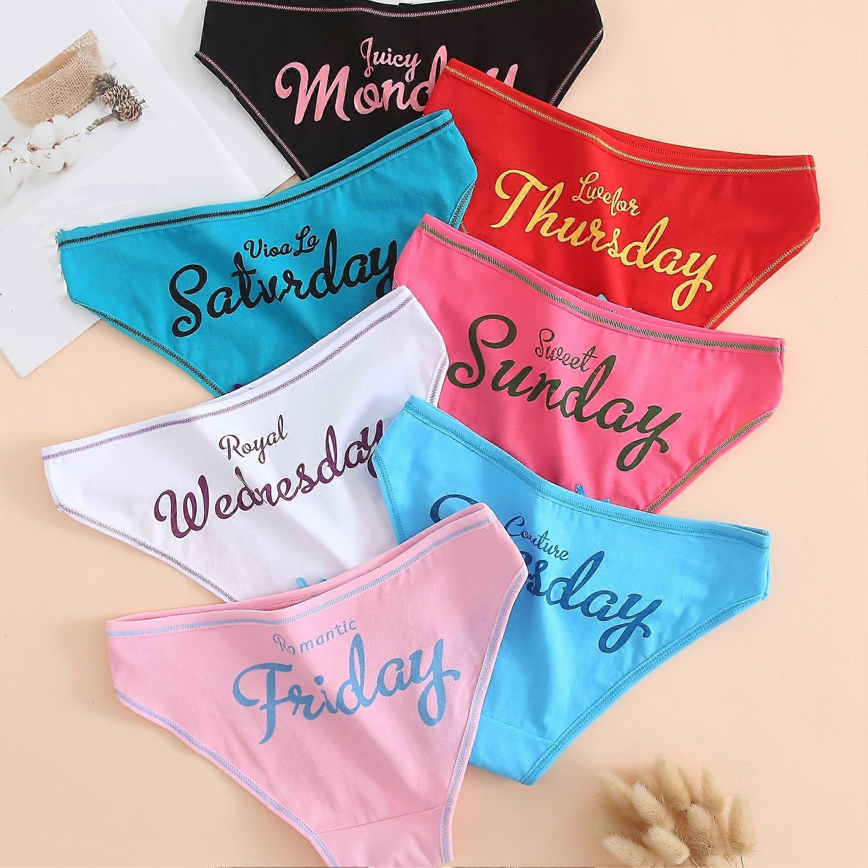 JUEGE* 7 Pack Women's One Week Pattern Mixed Color Panties