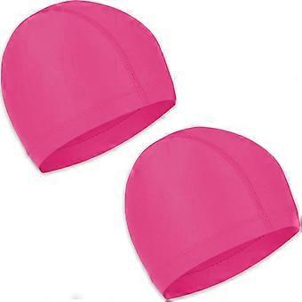 2 Pcs Elastic Swim Caps ,Comfortable Non-slip Fabric Lightweight Bathing Caps for Women Men or Kids to Swimming(Rose Pink)
