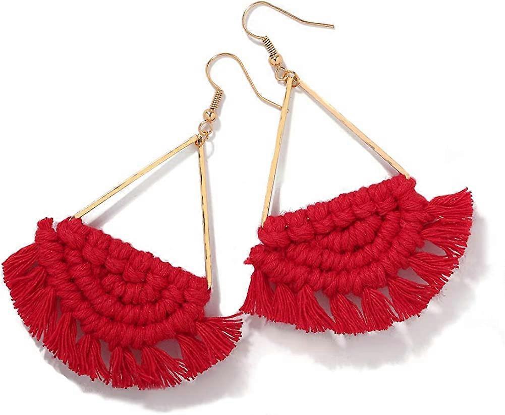 Bohemian Handmade Fringe Tassel Dangle Drop Statement Earrings For Women