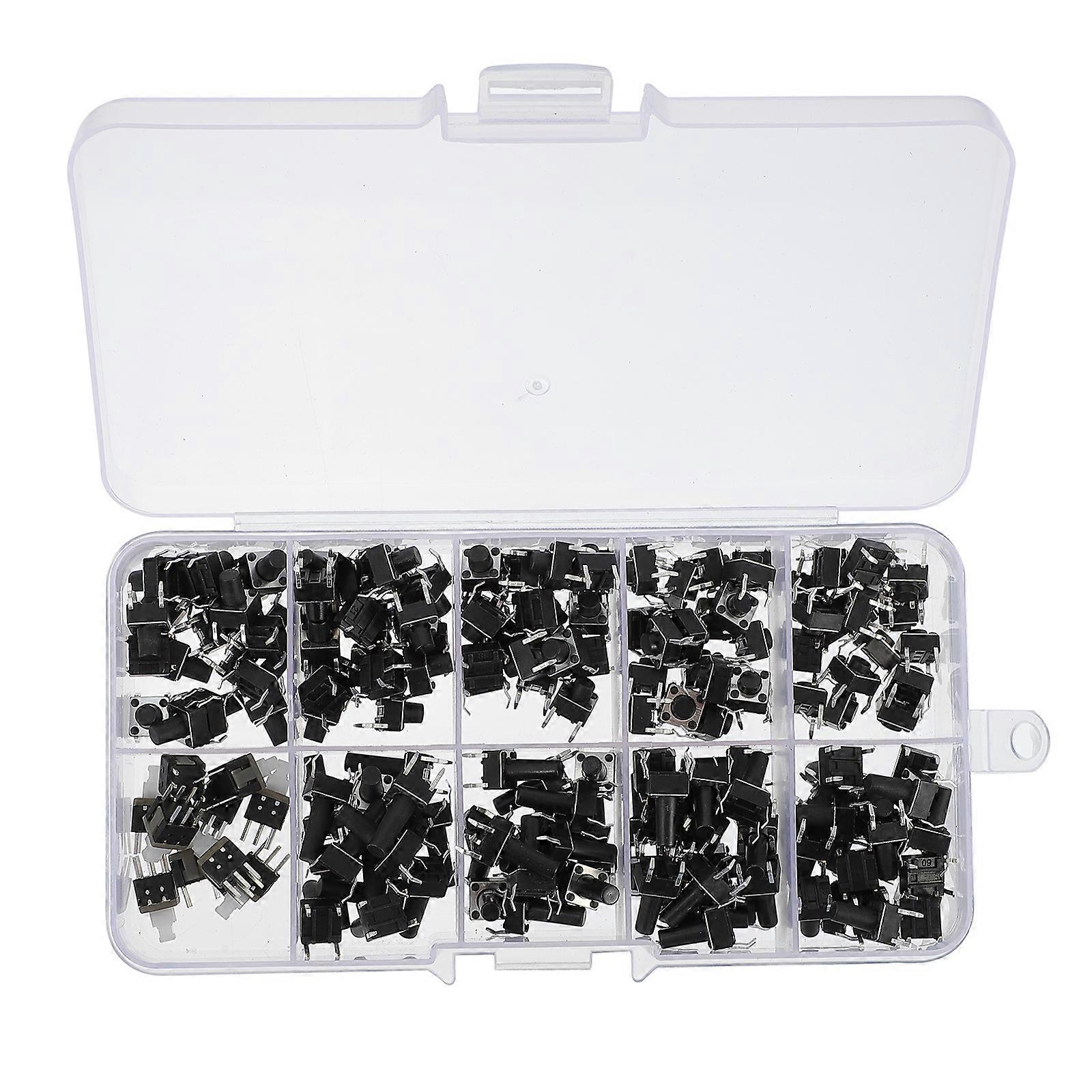 180Pcs Tactile Push Button Switch Micro Momentary Tact Button Switches