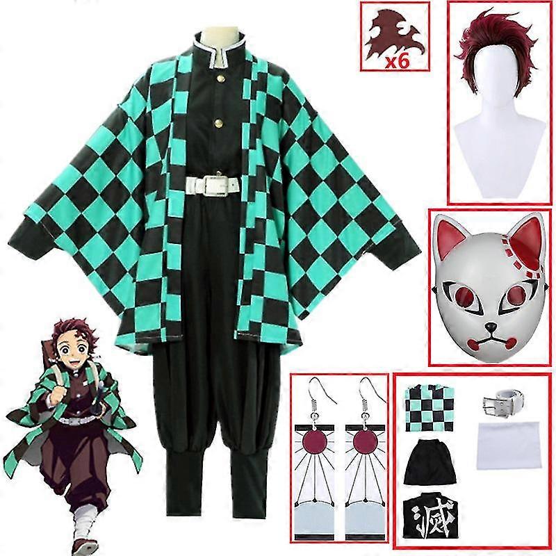 鬼滅の刃 鬼滅の刃 丹次郎 竈門コスプレコスチューム 着物マント ハロウィンパーティー アニメ服 制服セット