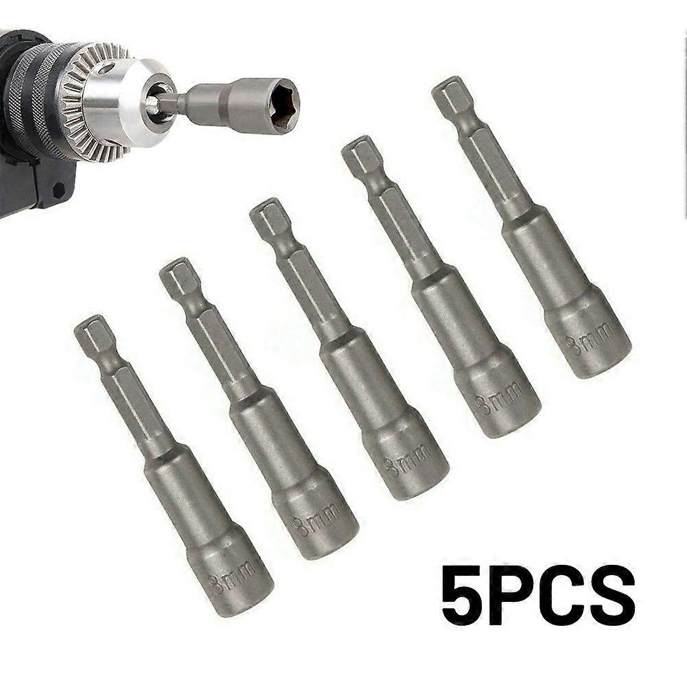 5Pcs 8mm 1/4" Hex Screwdriver Socket Sleeve Nut Driver Set Magnetic Screwdriver Bit For Electric Drill