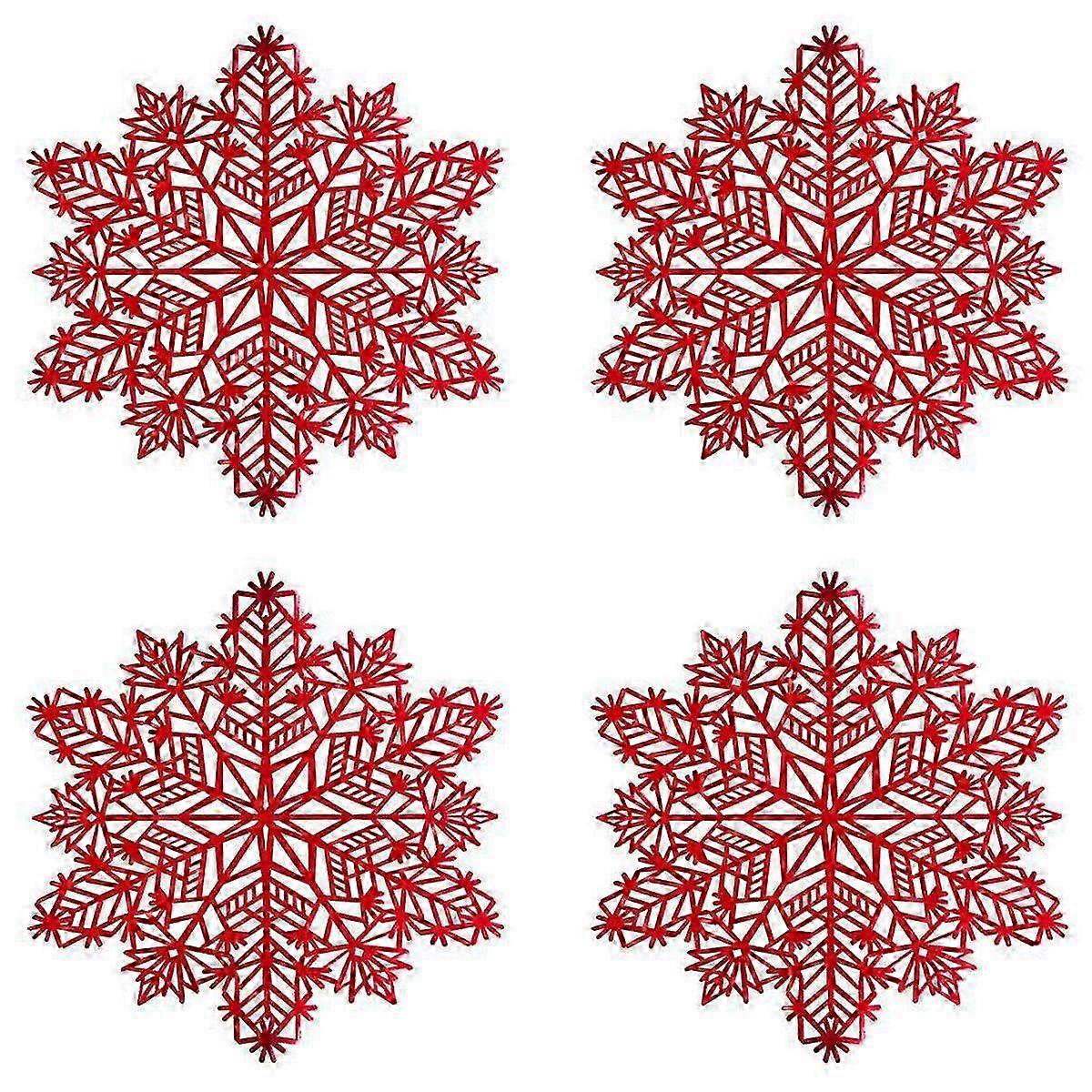 Snowflake Placemats Decorations Red Snowflake Tablemats Kitchen Table Mats for Christmas Holiday We