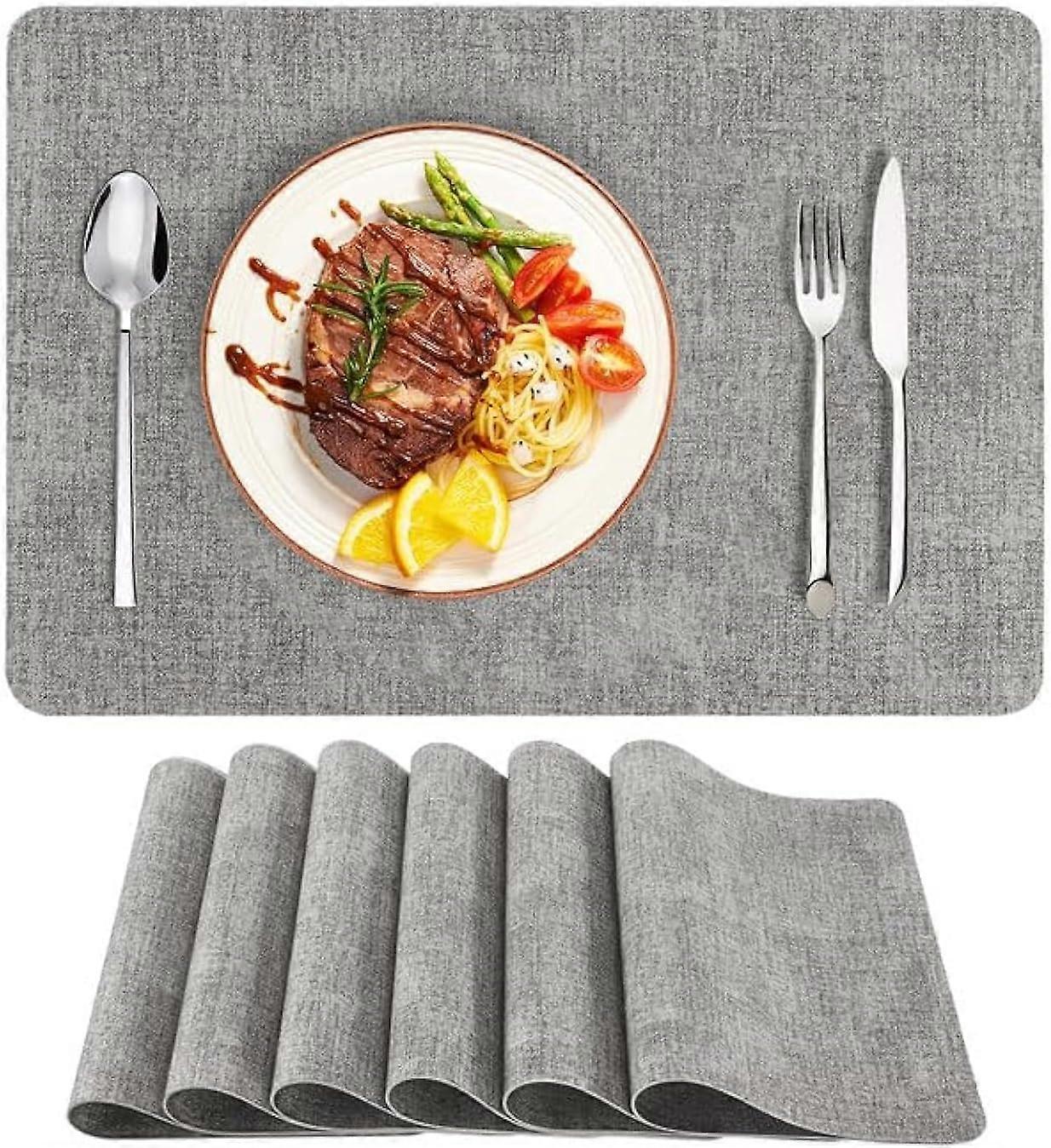 Placemat Waterproof Insulation Mat Set of 6, Non-Slip, High Temperature Resistant, Durable for Kitchen and Dining